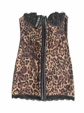 Dolls Kill Leopard Print Lace-Trim Mini Dress - Brown & Black